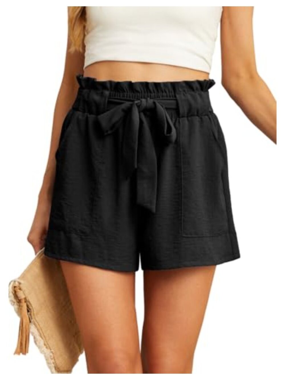 Womens High Rise Skort Shorts with Pockets Adjustable Tie Knot Summer Casual